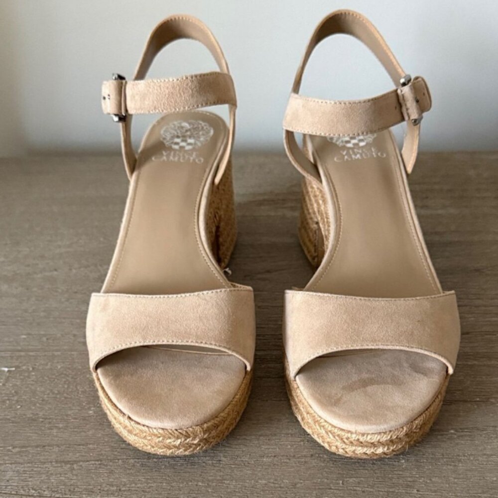NWB Vince Camuto Ranneli Espadrille Sandal in Tortilla True Suede Tan Size 10 - Picture 2 of 7